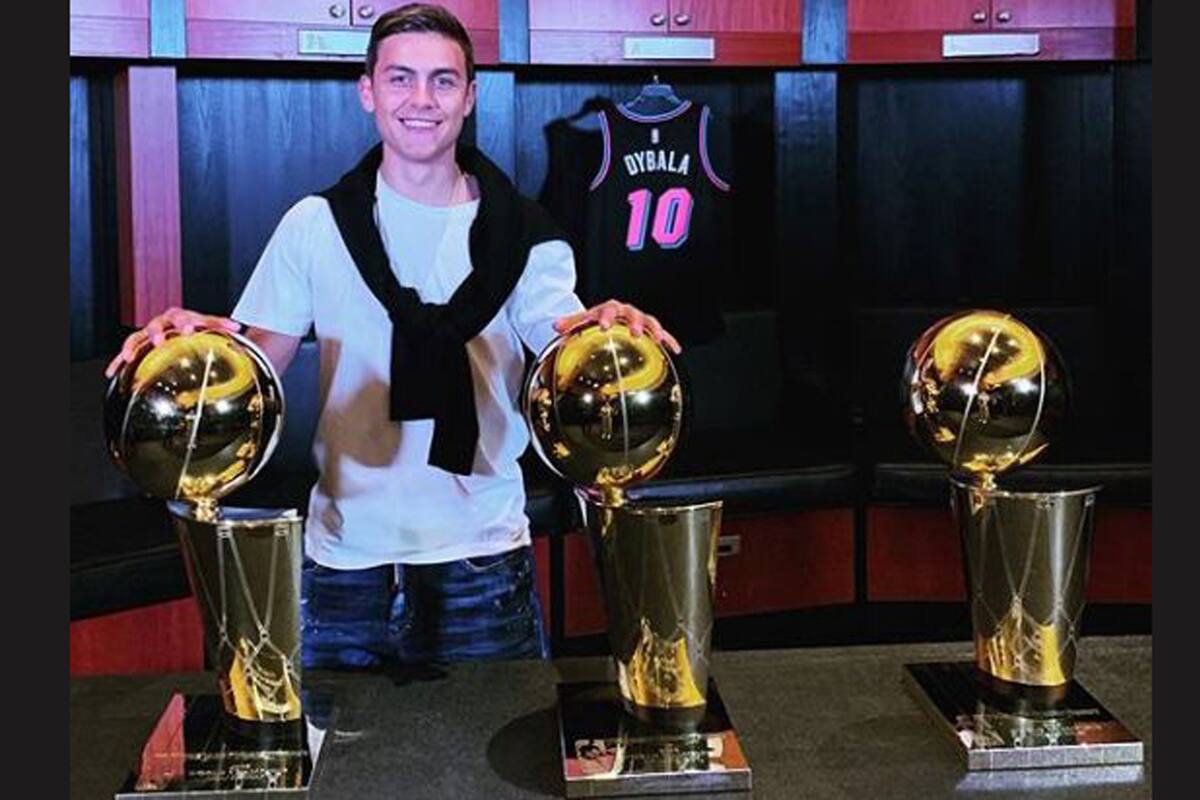 Paulo Dybala estuvo de visita en la casa de Miami Heat