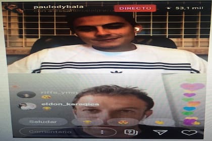 Paulo Dybala y Alessandro Del Piero, dos referentes de Juventus, en el video de Instagram Live que hicieron este viernes ante unos 50.000 espectadores.