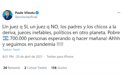 Paulo Vilouta tampoco se quedó callado y tildó a los jueces de "inefables"