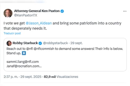 Paxton expresó su apoyo al artista oriundo de Georgia