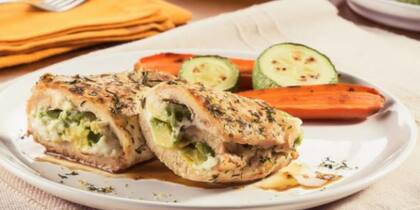 Pechugas rellenas con pesto, ricota y verdura