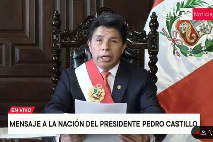 Pedro Castillo, presidente de Perú, durante el discurso del miércoles