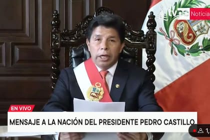 Pedro Castillo, presidente de Perú, durante el discurso del miércoles
