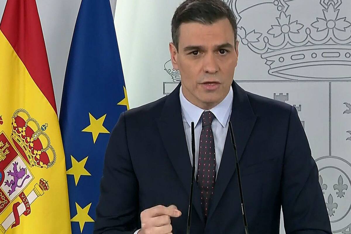 Pedro Sánchez, en la conferencia de prensa que dio ayer sobre las nuevas medidas ante la actual crisis del coronavirus