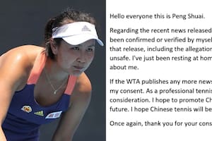 Peng Shuai y el mensaje que los medios chinos le atribuyeron, que sólo causó más preocupación