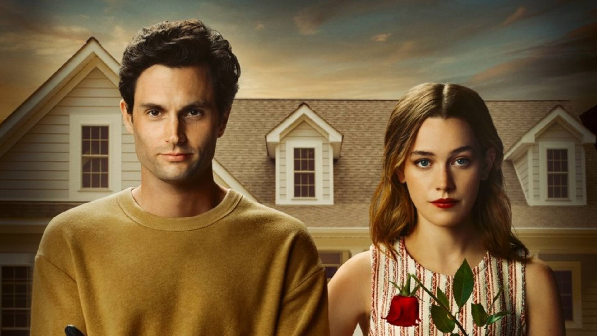 Penn Badgley y Victoria Pedretti como Joe y Love en la serie You