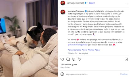 Pennant compartió un cariñoso mensaje de agradecimiento para su mascota en redes sociales