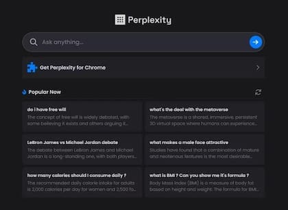 Perplexity AI, el chatbot potenciado por GPT-3. | (Foto: Captura de pantalla/Perplexity AI)