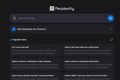 Perplexity AI es una opción para incursionar en la IA (Captura pantalla)