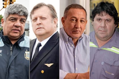 personajes claves del paro de transporte: Pablo Moyano, Pablo Biro, Omar Maturano y Néstor Segovia.