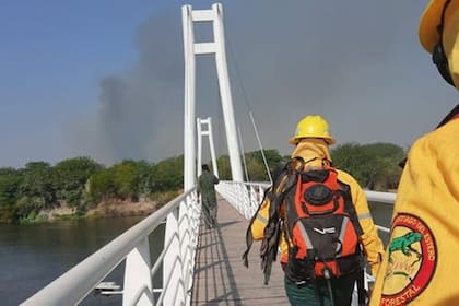 Personal de Bomberos voluntarios de Termas pudieron sofocar el fuego que ocasionó importantes daños en el ecosistema de la isla