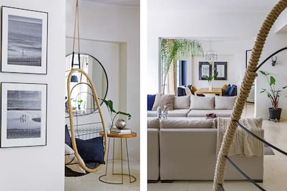 Perspectiva del living-comedor desde la hamaca (Santo).