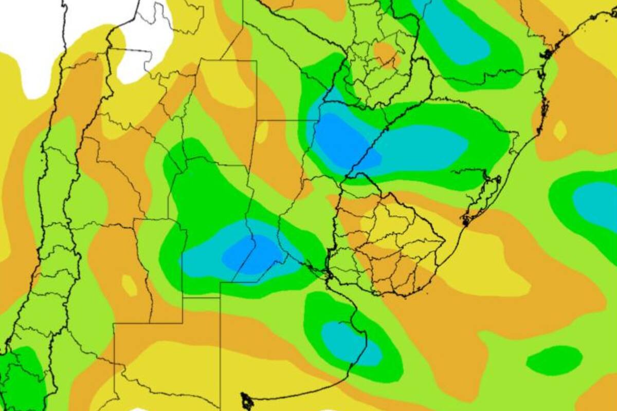Perspectivas de lluvias hasta el 21 del actual; el extremo oriental del NOA, la región del Chaco, Paraguay, la Mesopotamia, gran parte de la región
pampeana y la mayor parte del Uruguay observarán precipitaciones entre moderadas a abundantes (10 a 50 mm) con focos de tormentas con precipitaciones superiores a 100 mm, que se ubicarán sobre el sur de
Corrientes, el sudeste de Córdoba y el sur de Santa Fe y focos aislados con valores escasos