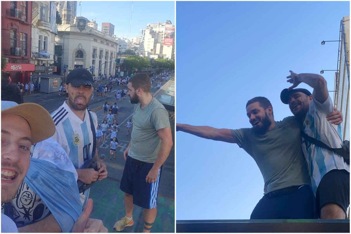 Peter Lanzani celebró el triunfo de la Argentina arriba del Metrobus (Foto: Twitter)