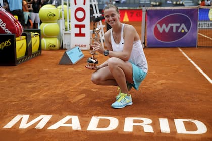 Petra Kvitova con su título en Madrid