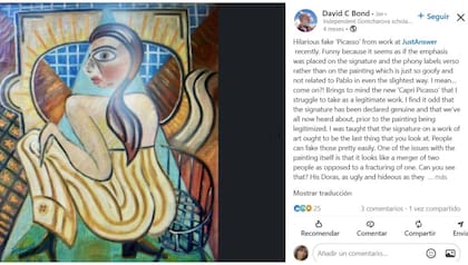 "Picasso" falso, uno de los trabajos que Bond verificó en Just Answer