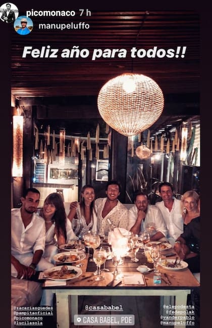 Mónaco compartió imágenes de la cena de fin de año junto a Pampita, en Punta del Este