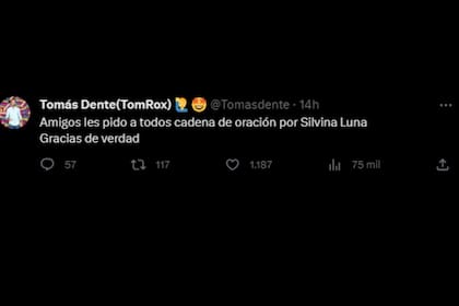 Piden cadena de oración por la salud de Silvina Luna (Captura Twitter)