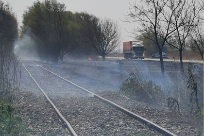 Piden que los dejen hacer una limpieza sobre los laterales de las vías del tren y la ruta para evitar futuros incendios