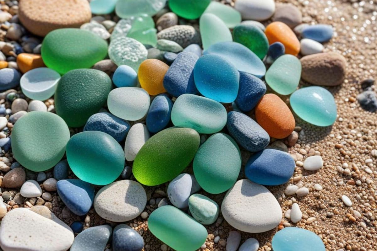 Piedras y vidrios gastados como regalos del océano para quienes se detienen a buscar lo extraordinario en lo simple