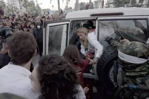 Pilar Bauzá Moreno, durante una de las liberaciones de rehenes en manos de Hamas
