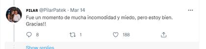 Pilar contó que vivió un momento de "incomodidad"