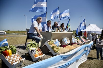 Pino, Achetoni, Chemes y Lucas Magnano (Coninagro) en la asamblea de productores en Armstrong, Santa Fe