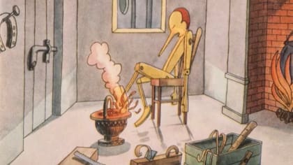 Pinocho sufre muchos accidentes trágicos en la novela original