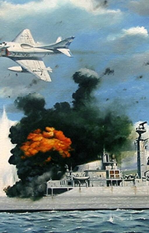 Pintura de la segunda oleada de la aviación naval que hunde la HMS Ardent