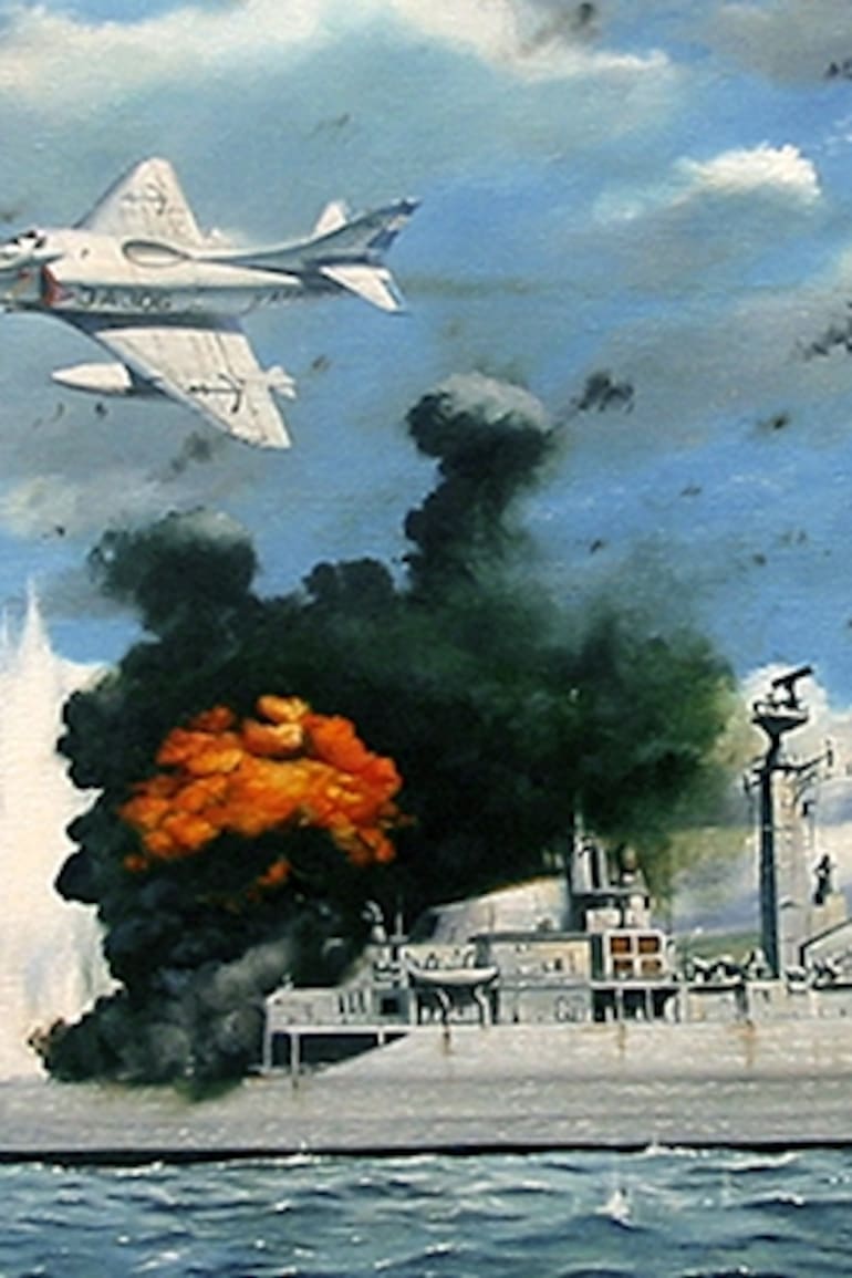 Pintura de la segunda oleada de la aviación naval que hunde la HMS Ardent