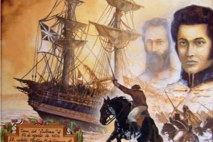 Pintura de la toma del Justine realizada por Juan Francisco Cancio Lazo