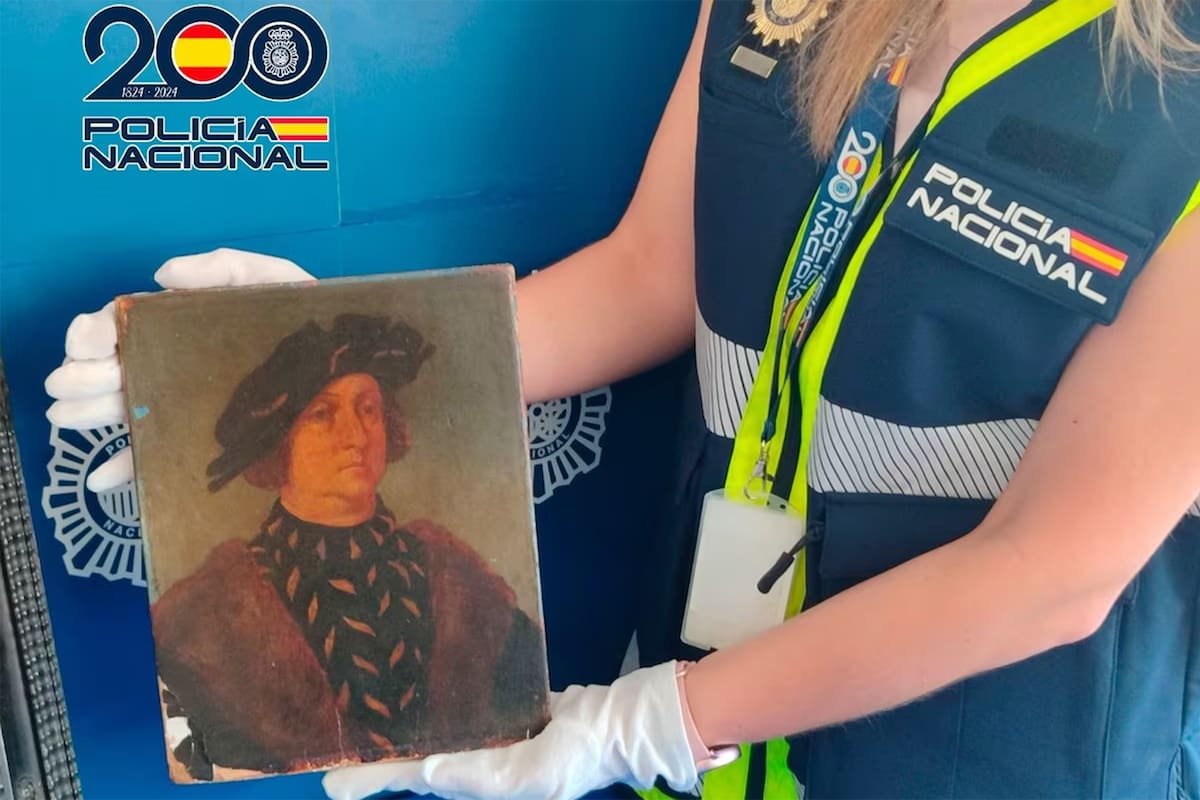 Pintura falsa atribuida a Leonardo da Vinci, que uno de los detenidos transportaba hacia Milán