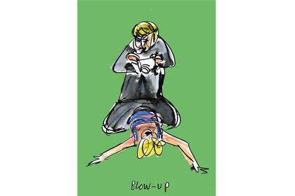 Pintura de Carlos Saura, basada en un fotograma de "Blow-up", film de Michelangelo Antonioni basado en un cuento de Julio Cortázar