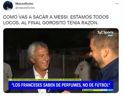 "Pipo" Gorosito, un ferviente defensor de Lionel Messi (Foto: Captura de Twitter)