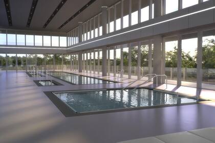 Piscinas en el nuevo campo de entrenamiento de Paris Saint-Germain; será un lugar de lujo para la preparación de los equipos de un club que apuntar a dominar el fútbol europeo, y por ende, el mundial.