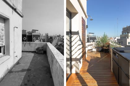 Piso de deck, ducha, parrilla Eisen Haus a gas con mesada generosa. Difícil imaginar cuánto menos se usaría un espacio con una vista tan única.