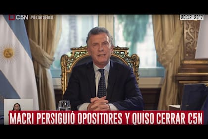 Placas del canal C5N durante la cadena nacional de Mauricio Macri