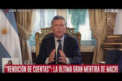 La señal respondía con sus zócalos a cada uno de los ítems planteados por Macri en su cadena