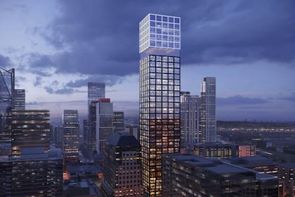 Plano de El Cubo en el 620 de la calle Folsom, renderizado por Arquitectonica