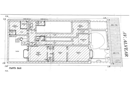 Plano de la planta baja original de la residencia donde actualmente se sitúa la tienda.
