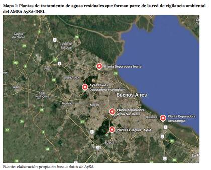 Plantas de tratamiento de aguas residuales que forman parte de la red de vigilancia ambiental
del AMBA AySA-INEI