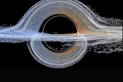 Plasma cerca del horizonte de sucesos a punto de ser devorado por un agujero negro en rotación