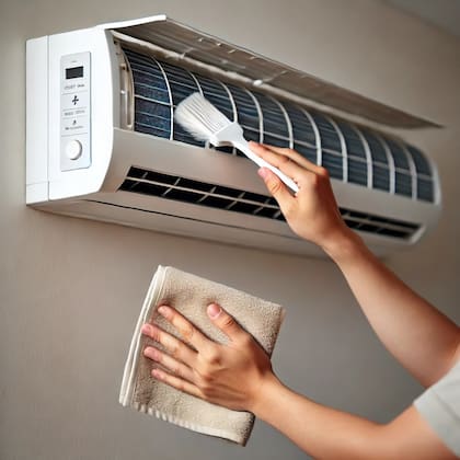 Podés cepillar el split con delicadeza para no dañar el aparato