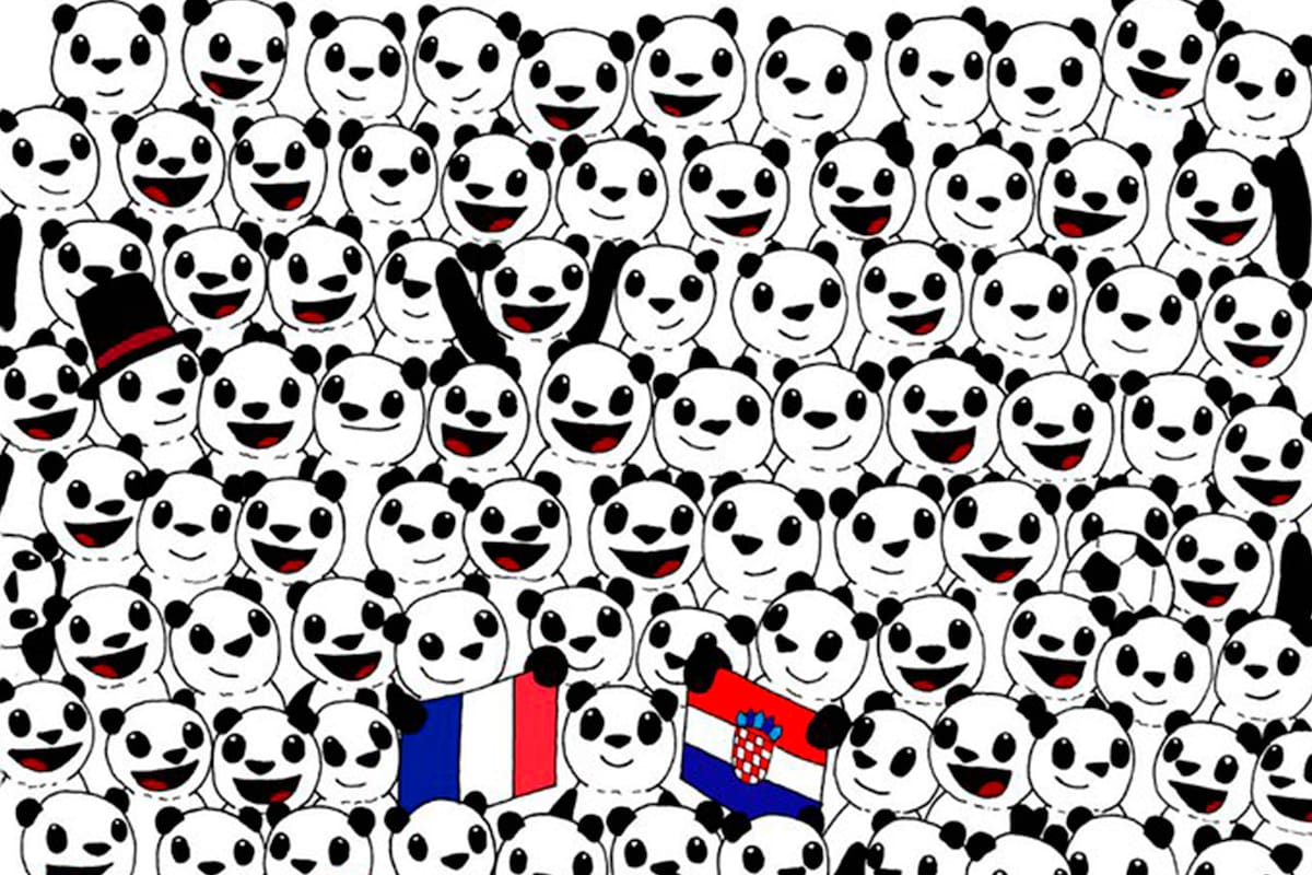 ¿Podés encontrar una pelota de fútbol en medio de estos pandas?