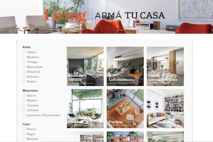Podés recorrer muchas opciones de livings, por ejemplo, elegir el que más te gusta y encontrar con qué muebles u objetos deco se los ambientó.