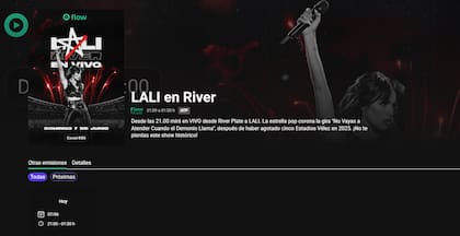Podrás disfrutar por Flow el segundo show de Lali en River