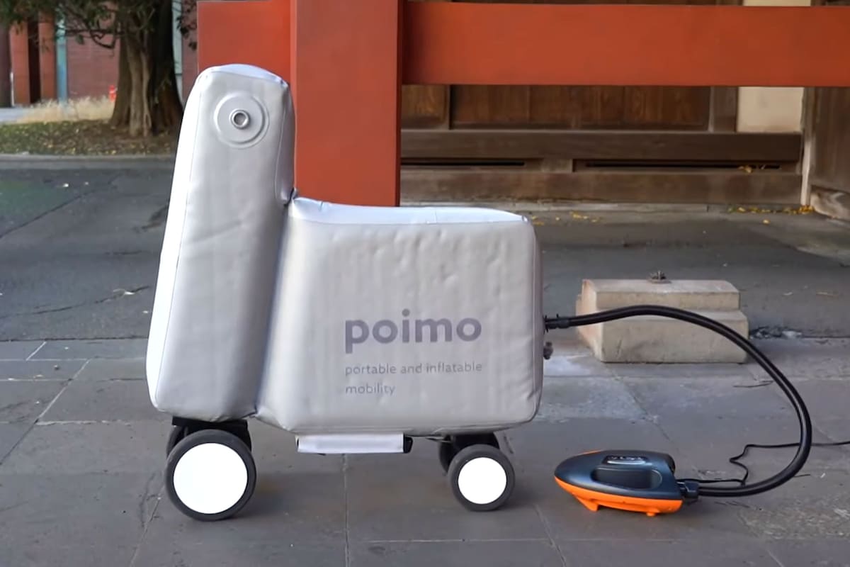 Poimo es un prototipo de vehículo eléctrico e inflable que busca posicionarse como una alternativa al transporte público