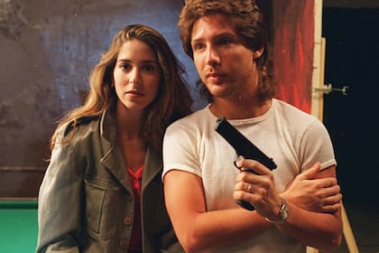 Laura Novoa y Adrián Suar en los tiempos originales de Pol-Ka, con Poliladron (1995)