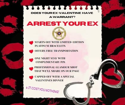 Policía de Texas llama a ciudadanos a denunciar a sus exparejas en San Valentín (FB Precinct4)