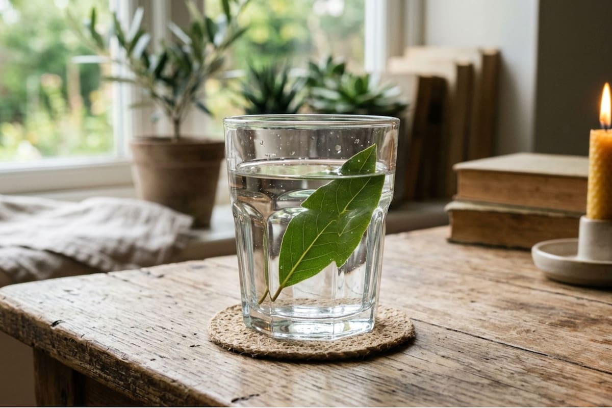 Poner una hoja de laurel en un vaso con agua: para qué sirve y qué significa (Foto: imagen ilustrativa con IA Gemini)